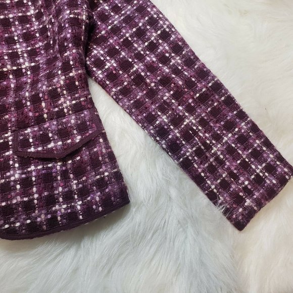 Ann Taylor Purple Tweed Open Blazer Acrylic WOOL - Picture 4 of 10